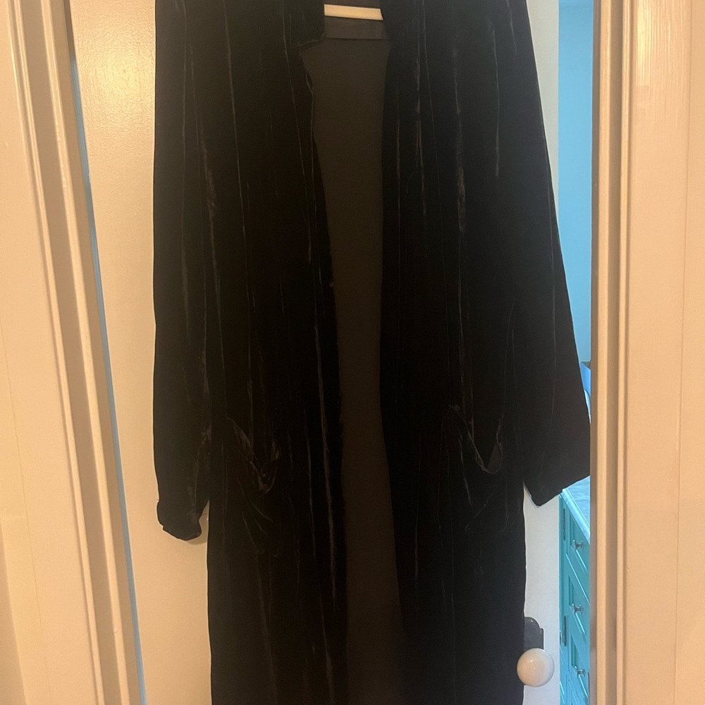 Black velvet over coat made by 4love and Liberty size xl